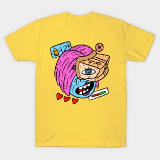 VR gaming. virtual reality. a trippy sticker doodle. T-Shirt